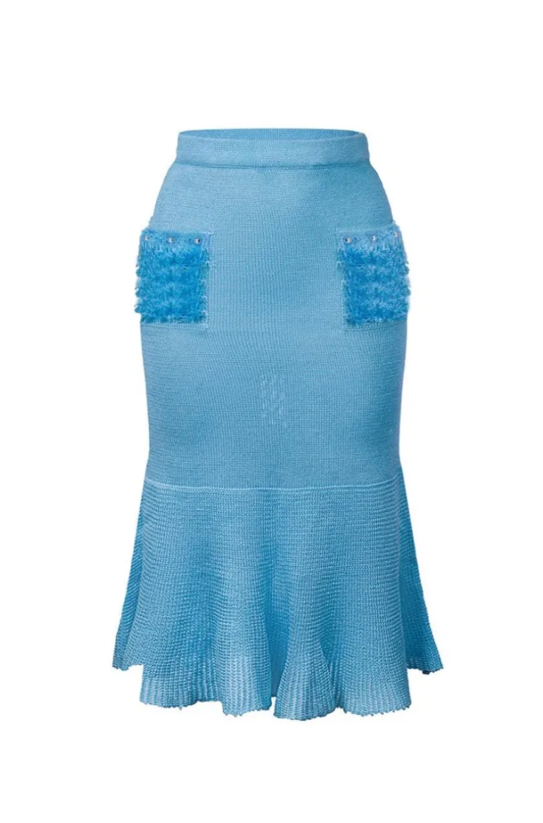 Skirts<CULT MIA KNIT BABY SKIRT WITH HANDMADE DETAILS Blue