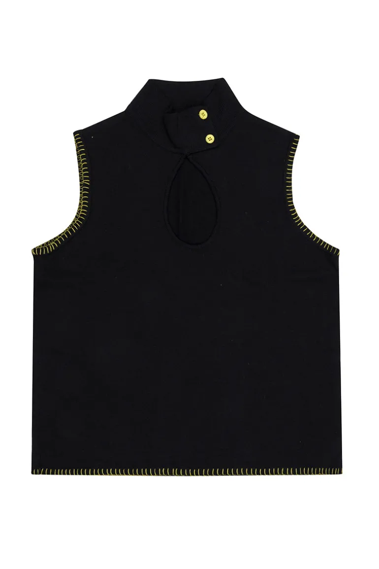 Tops<CULT MIA KNIT TOP WITH CROCHET DETAILING Black