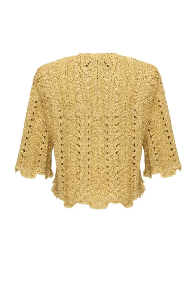Tops<CULT MIA KNITTED CROPPED TOP Gold