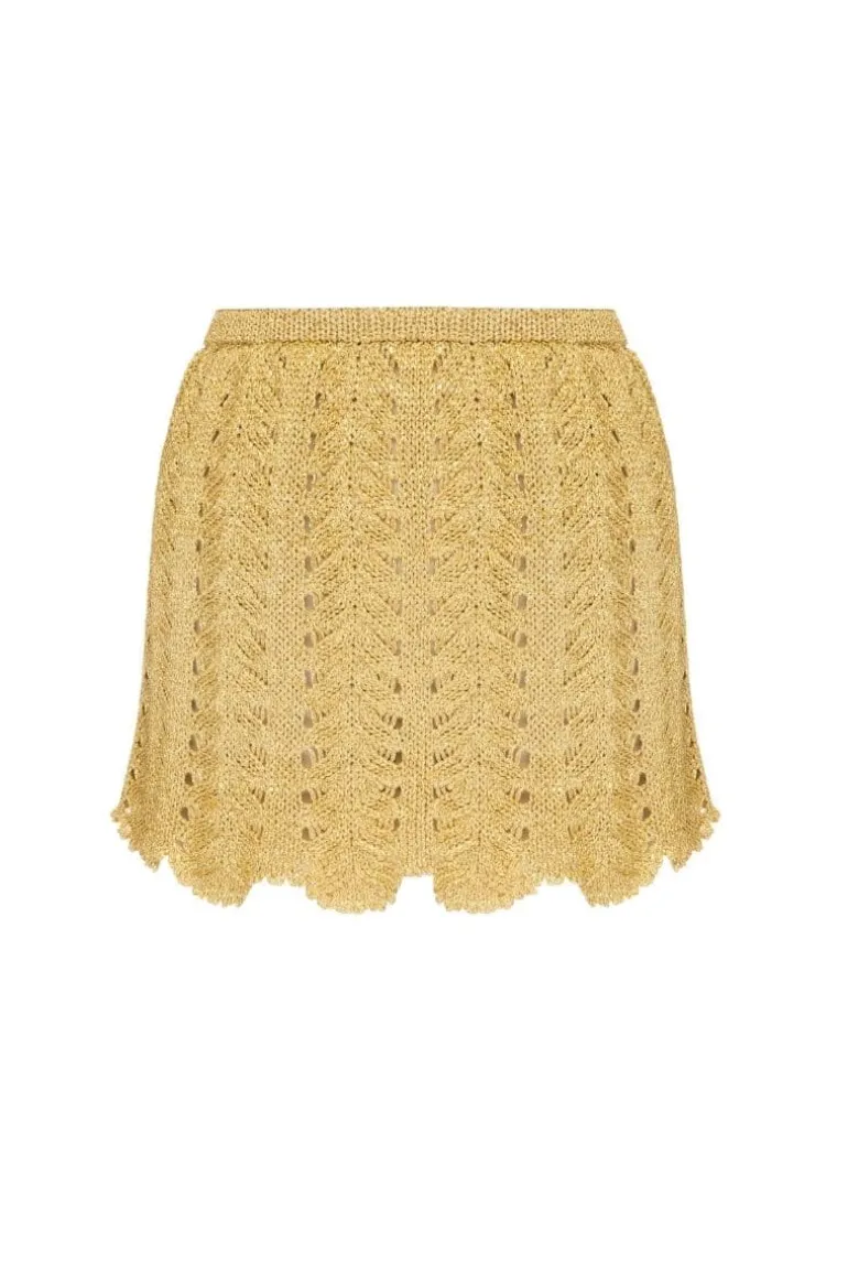 Skirts<CULT MIA KNITTED MINI SKIRT Gold