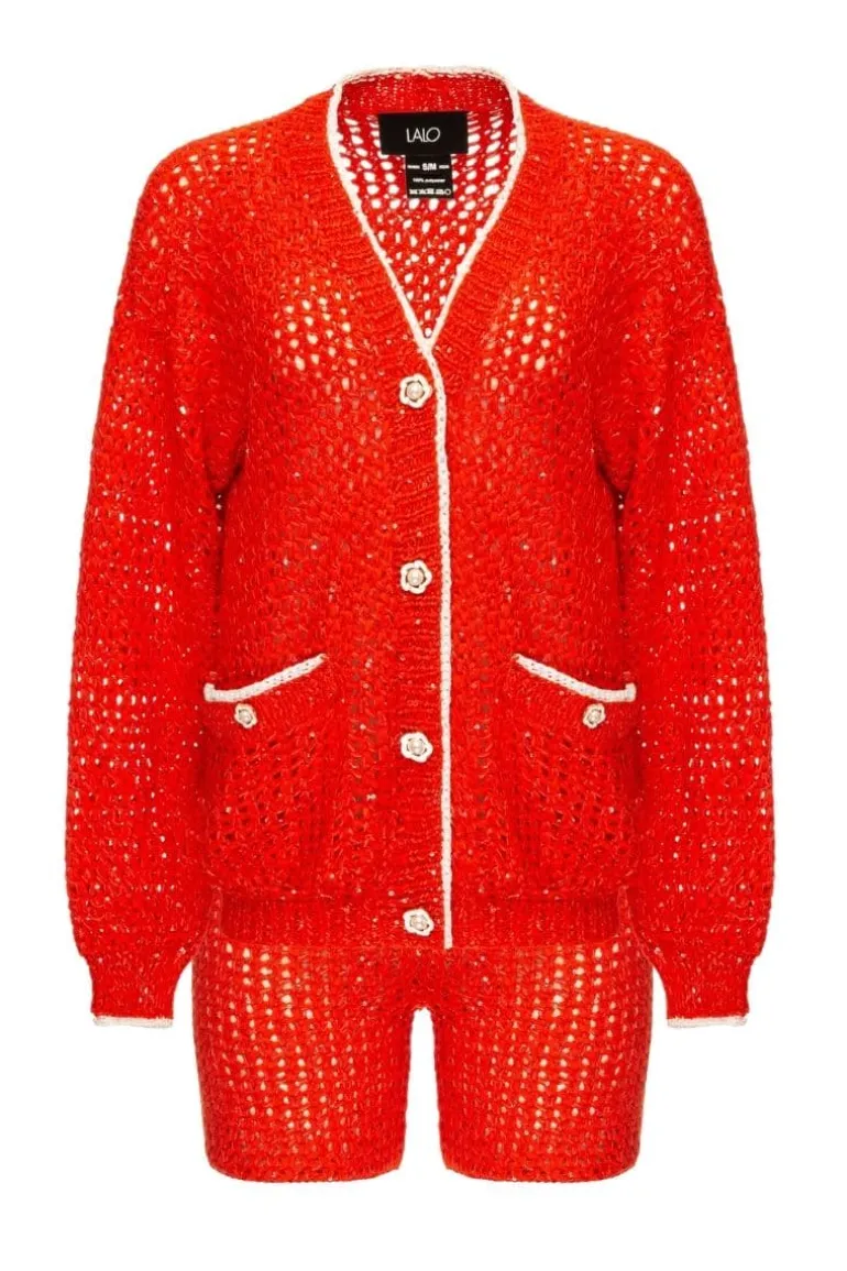 Outfit Sets<CULT MIA KNITTED CARDIGAN AND SHORTS SET Red