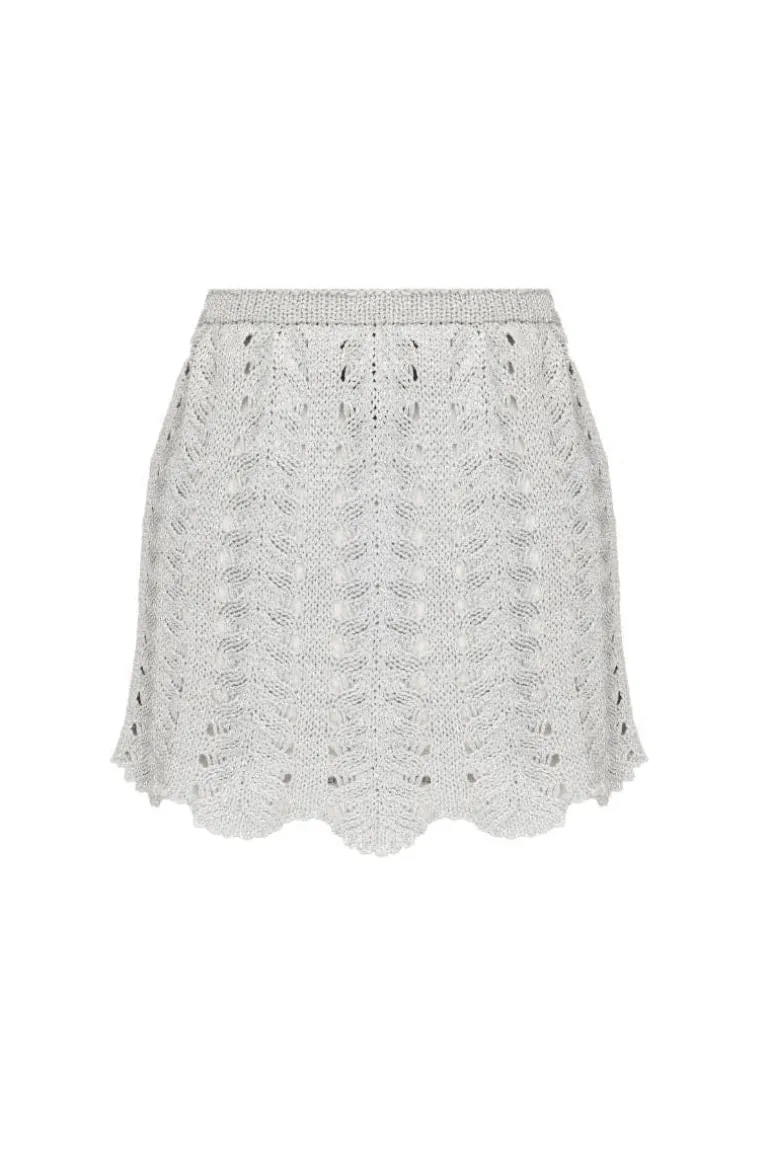 Skirts<CULT MIA KNITTED MINI SKIRT Silver