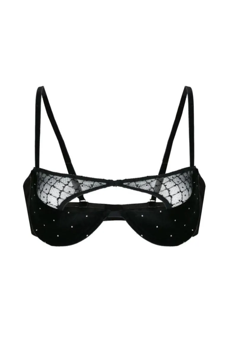 Lingerie<CULT MIA LANA VELVET DOUBLE-LAYERED BRA Black