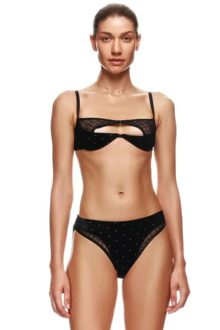 Lingerie<CULT MIA LANA VELVET THONG Black