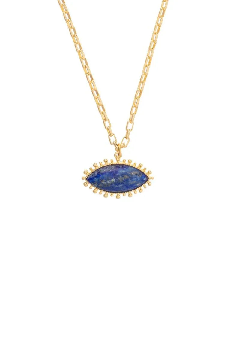 Necklaces<CULT MIA LAPIS PENDANT NECKLACE Gold and Blue