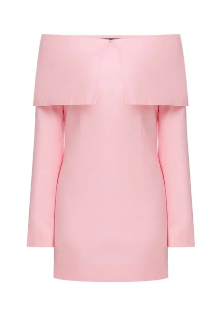 Dresses | Mini Dresses<CULT MIA LARGE FOLD-DOWN COLLAR MINI DRESS Pink