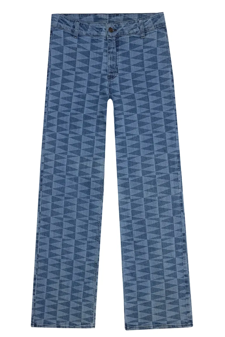 Pants<CULT MIA LASER PRINT STRAIGHT LEG JEANS Blue