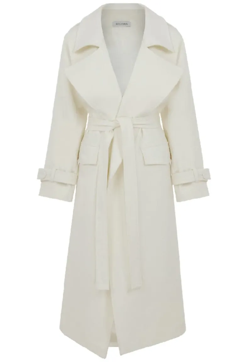 Coats<CULT MIA LAURA CASHMERE COAT Blanche