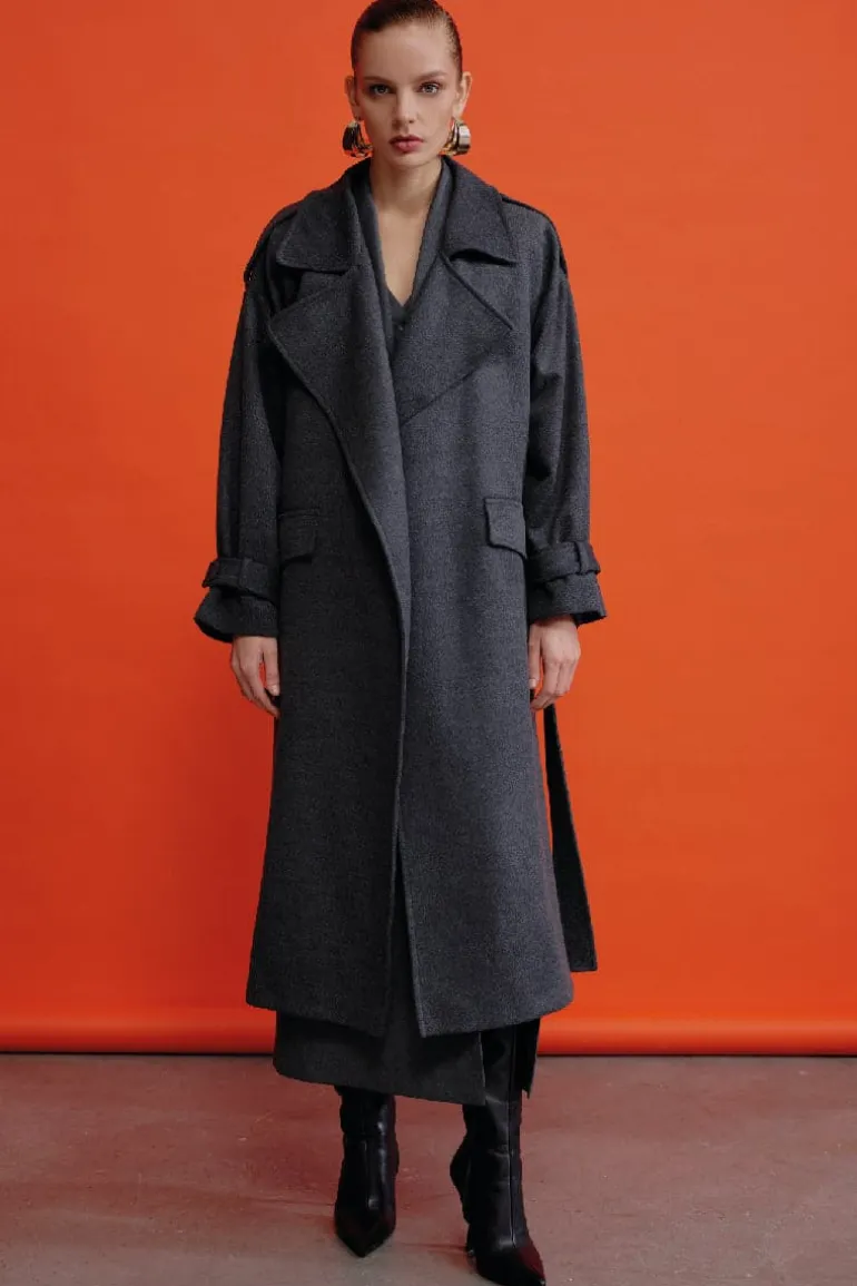 Coats<CULT MIA LAURA CASHMERE OVERSIZE COAT Gray