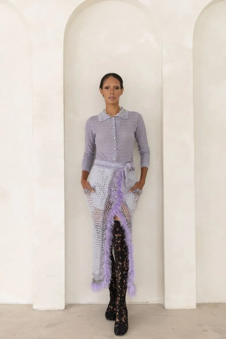 Skirts<CULT MIA HANDMADE KNITTED MIDI SKIRT Lavender