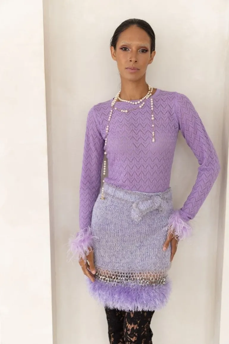 Skirts<CULT MIA HANDMADE KNITTED MINI SKIRT Lavender