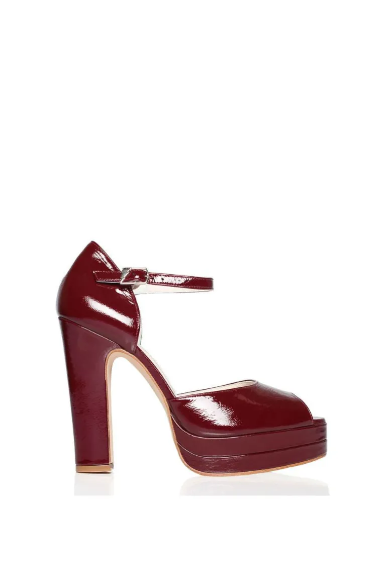 Heels<CULT MIA LENA PLATFORM BLOCK HEEL IN GLOSS Red