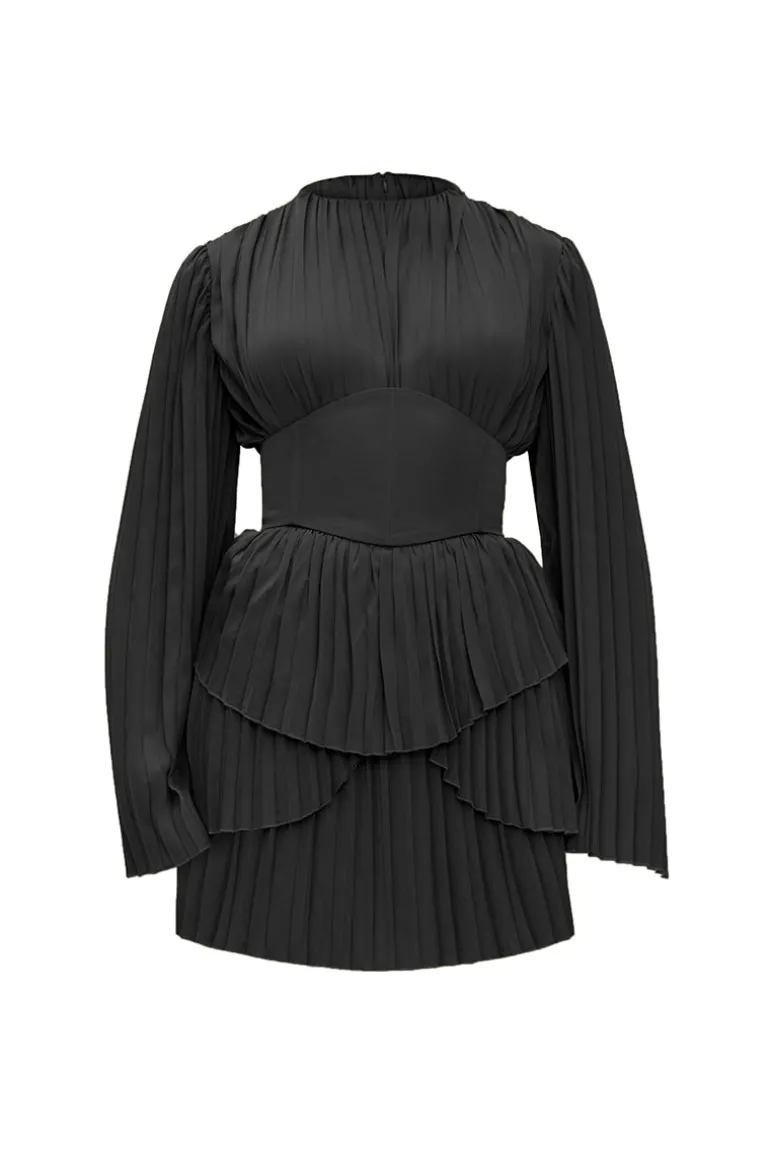 Dresses | Mini Dresses<CULT MIA LENTI PLEATED MINI DRESS IN BLACK