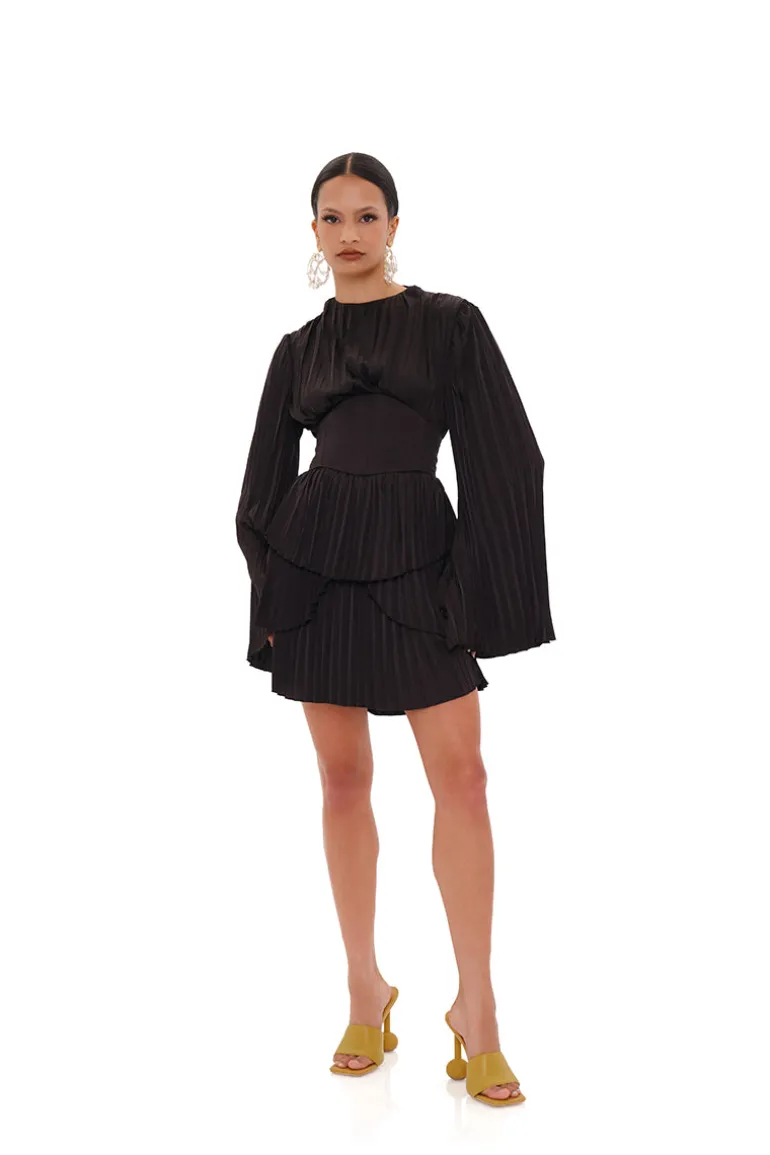 Dresses | Mini Dresses<CULT MIA LENTI PLEATED MINI DRESS IN BLACK