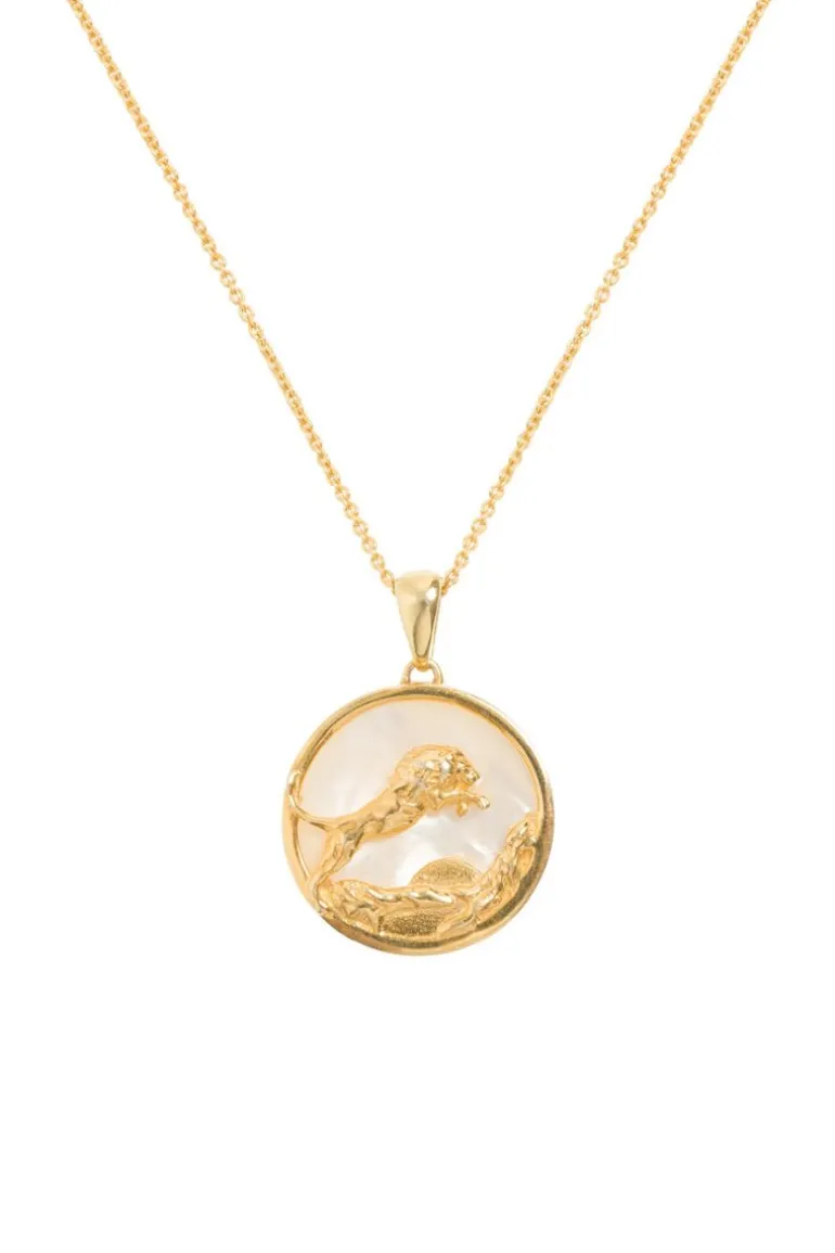 Necklaces<CULT MIA LEO 18CT GOLD PLATED ZODIAC NECKLACE Gold & White