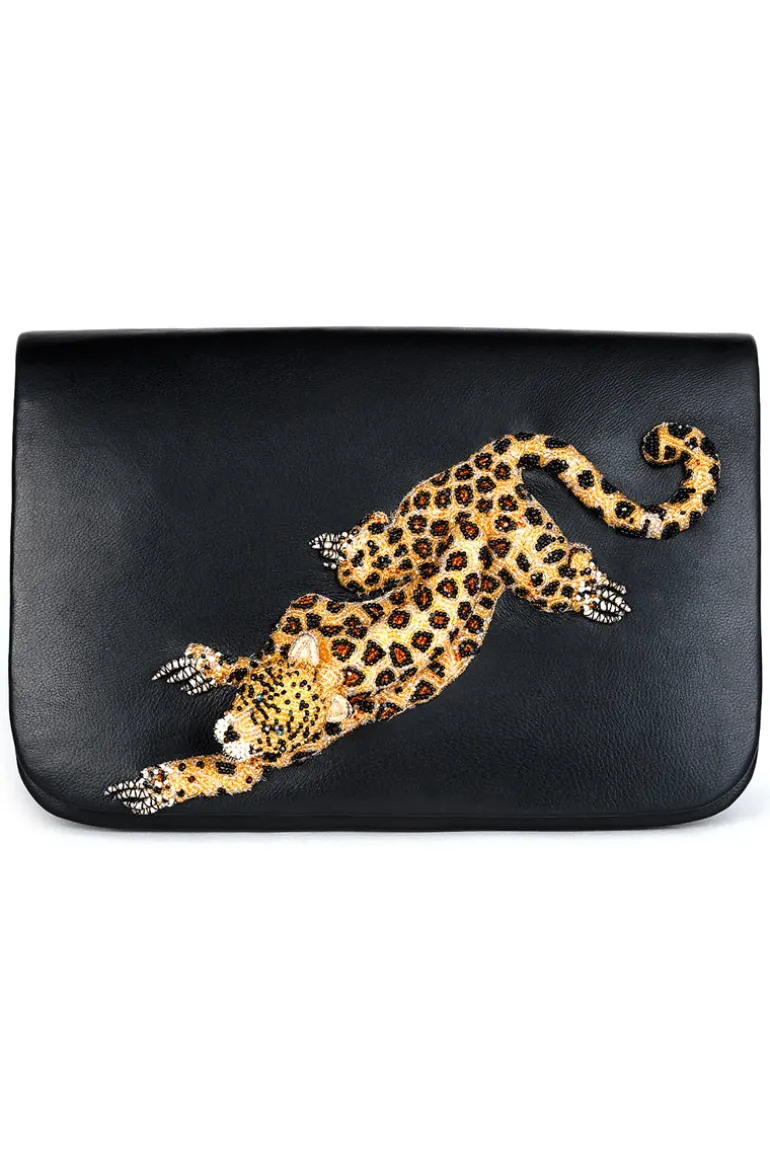 Clutch Bags<CULT MIA LEOPARD CLUTCH Black