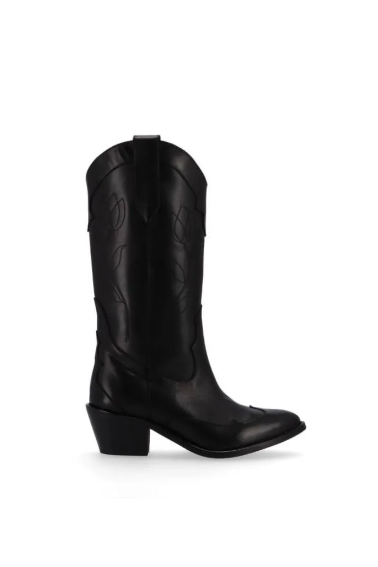 Boots<CULT MIA LIBERTY BLACK LEATHER BOOTS