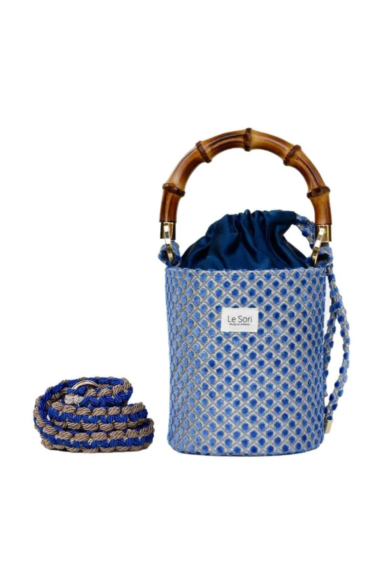 Top Handle Bags<CULT MIA IRIS LEATHER AND FABRIC BUCKET BAG Light Blue