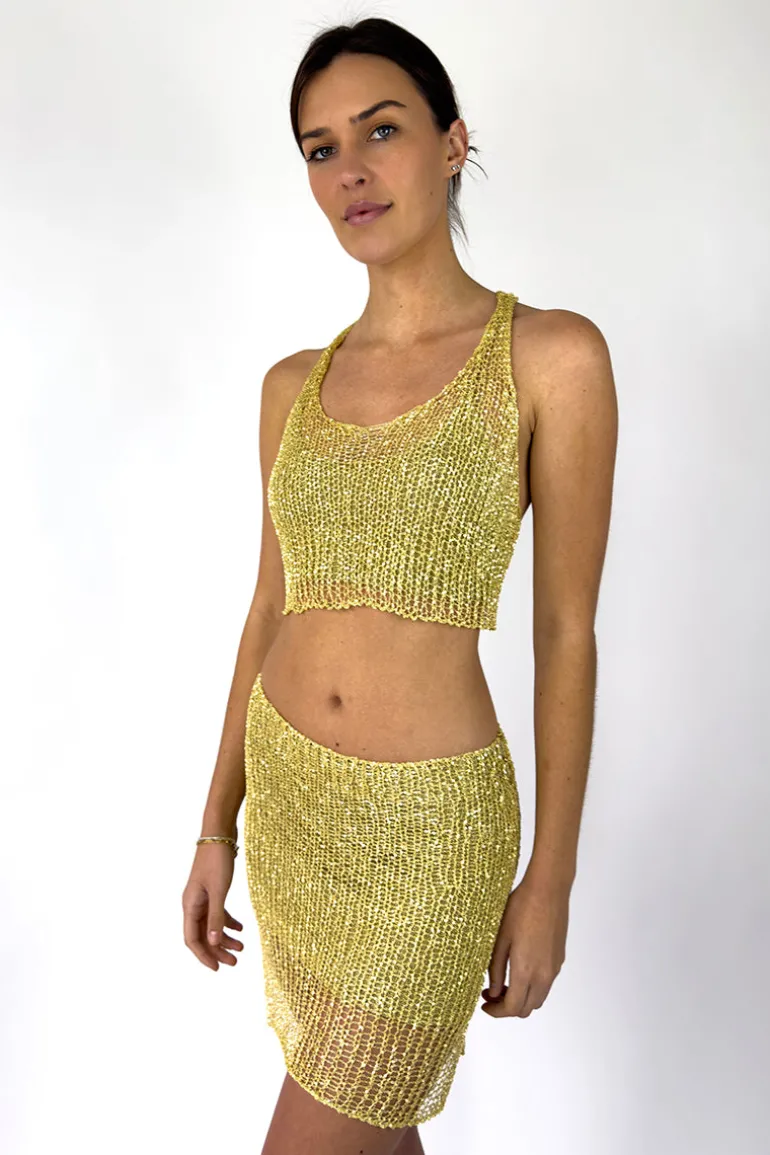 Skirts<CULT MIA CHAIN MINI SKIRT WITH SLIP Light Gold