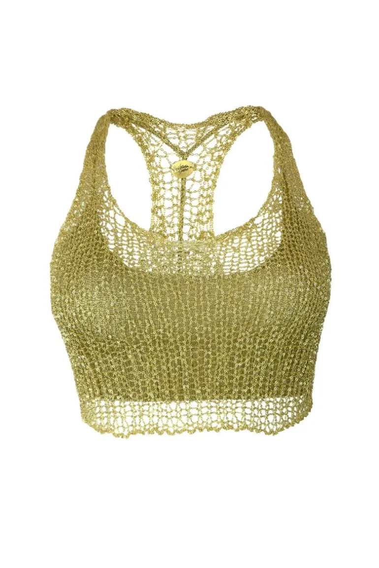 Tops<CULT MIA CHAIN RACERBACK WITH BRALETTE Light Gold