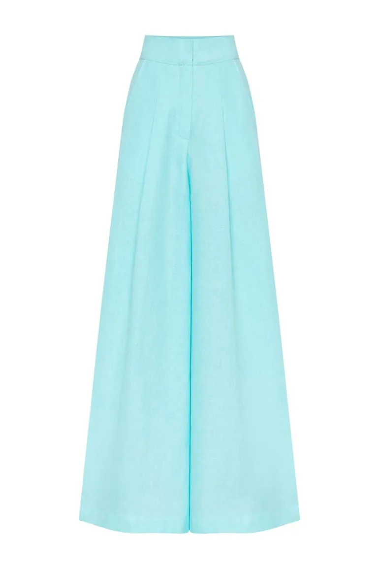 Pants<CULT MIA HIGH-RISE WIDE-LEG PANTS Light turquoise