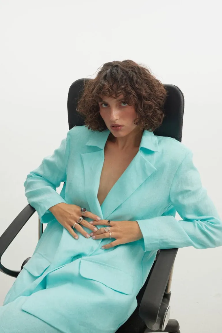 Blazers<CULT MIA OVERSIZED SINGLE-BREASTED BLAZER Light turquoise