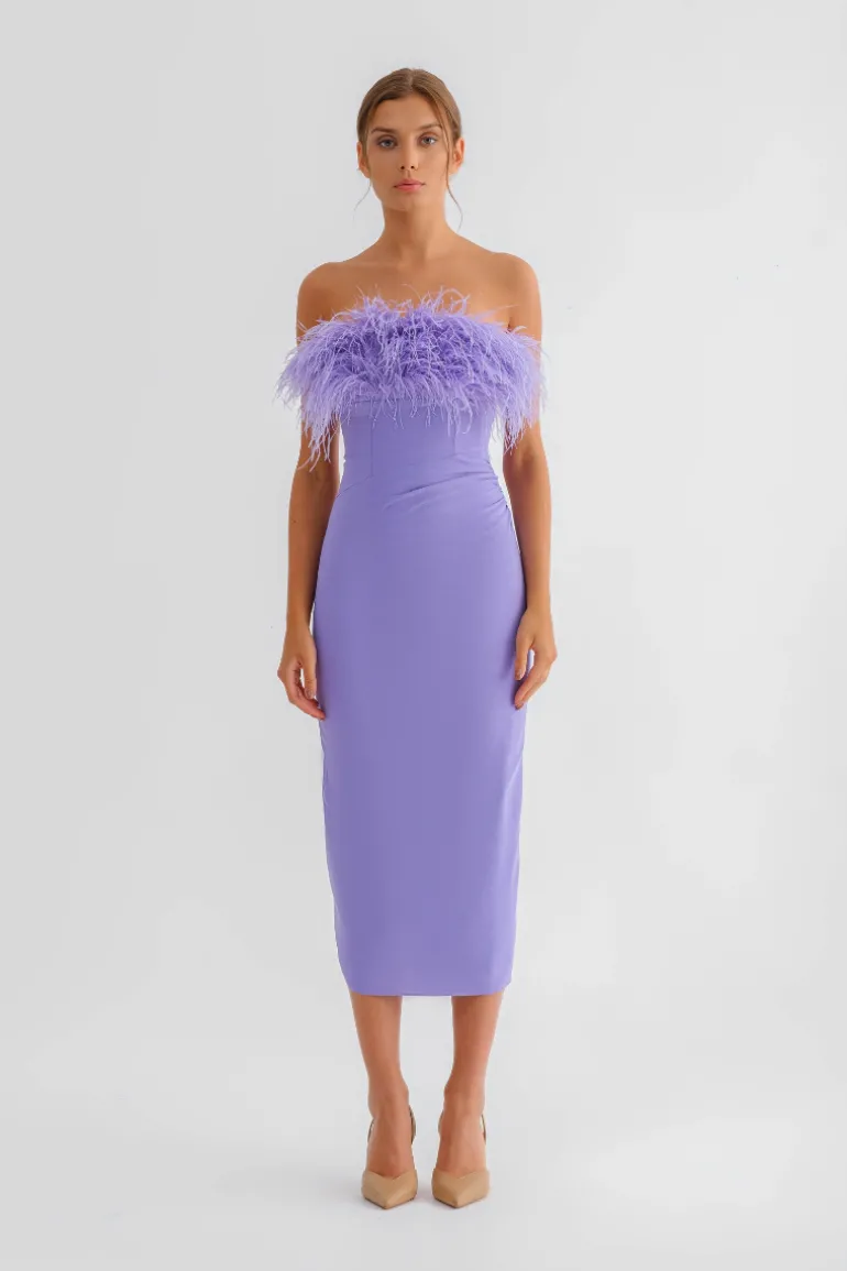 Dresses | Midi Dresses<CULT MIA FEATHER MIDI DRESS Lilac
