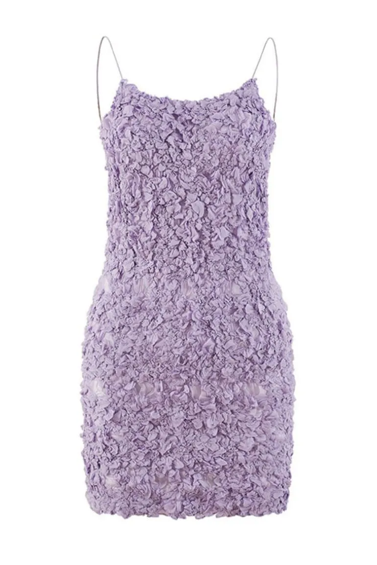 Dresses | Mini Dresses<CULT MIA GIA SMOCKED SILK CHIFFON MINI DRESS Lilac