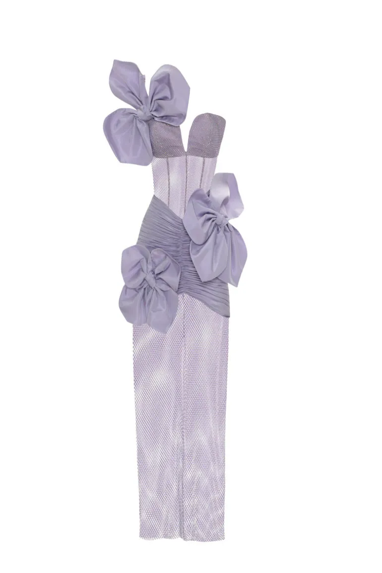 Dresses | Midi Dresses<CULT MIA STONE PRINTED LACE MIDI DRESS WITH 3D FLOWERS Lilac