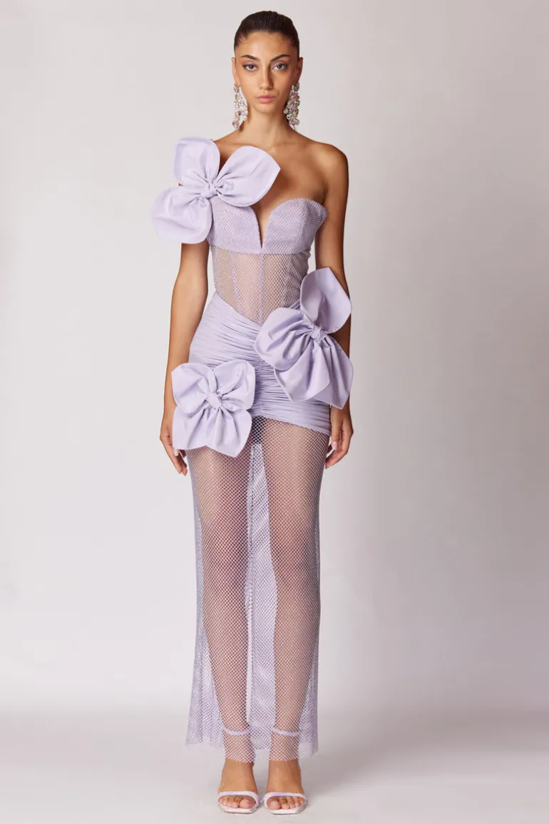 Dresses | Midi Dresses<CULT MIA STONE PRINTED LACE MIDI DRESS WITH 3D FLOWERS Lilac