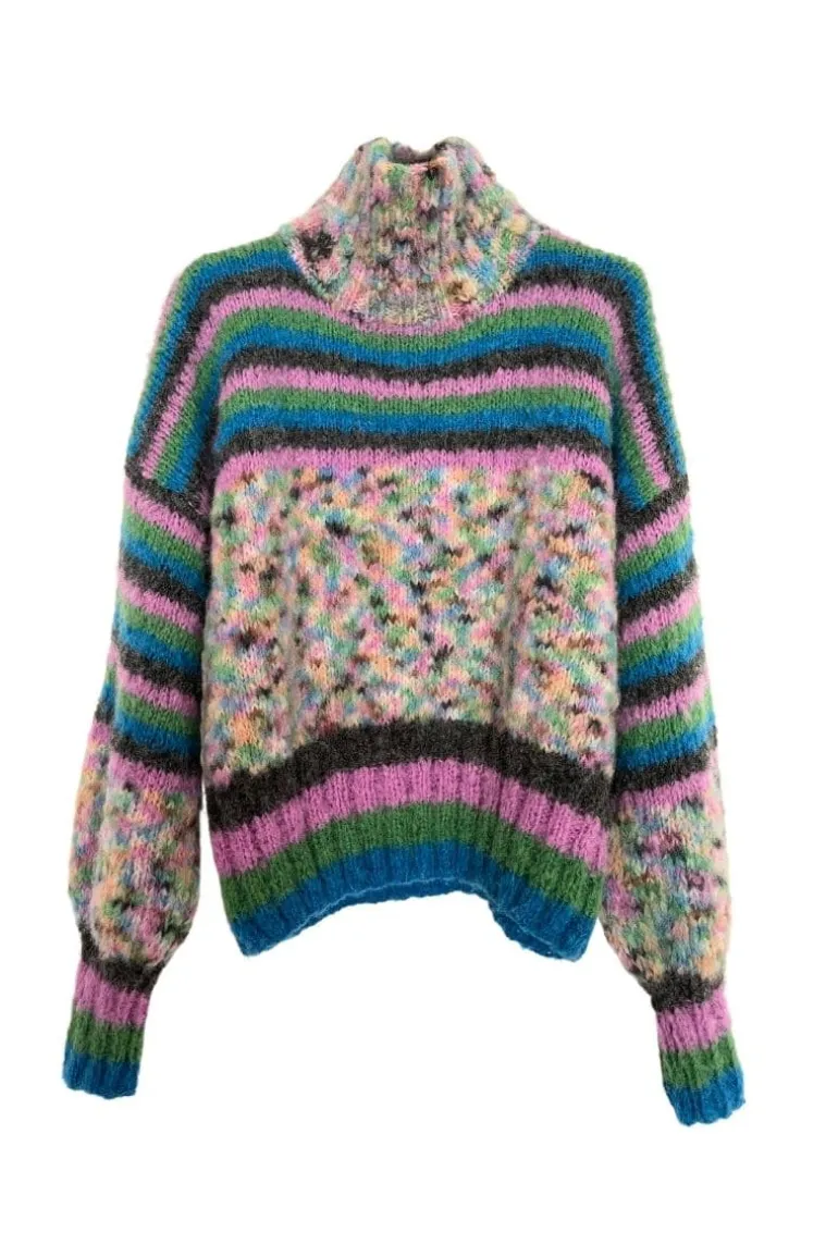 Knitwear<CULT MIA DOUDOU STRIPES MOCK NECK SWEATER Lilas