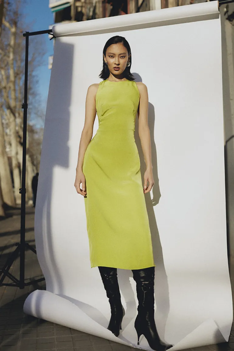 Dresses | Midi Dresses<CULT MIA LIME CUT BACK MIDI DRESS Lime punch