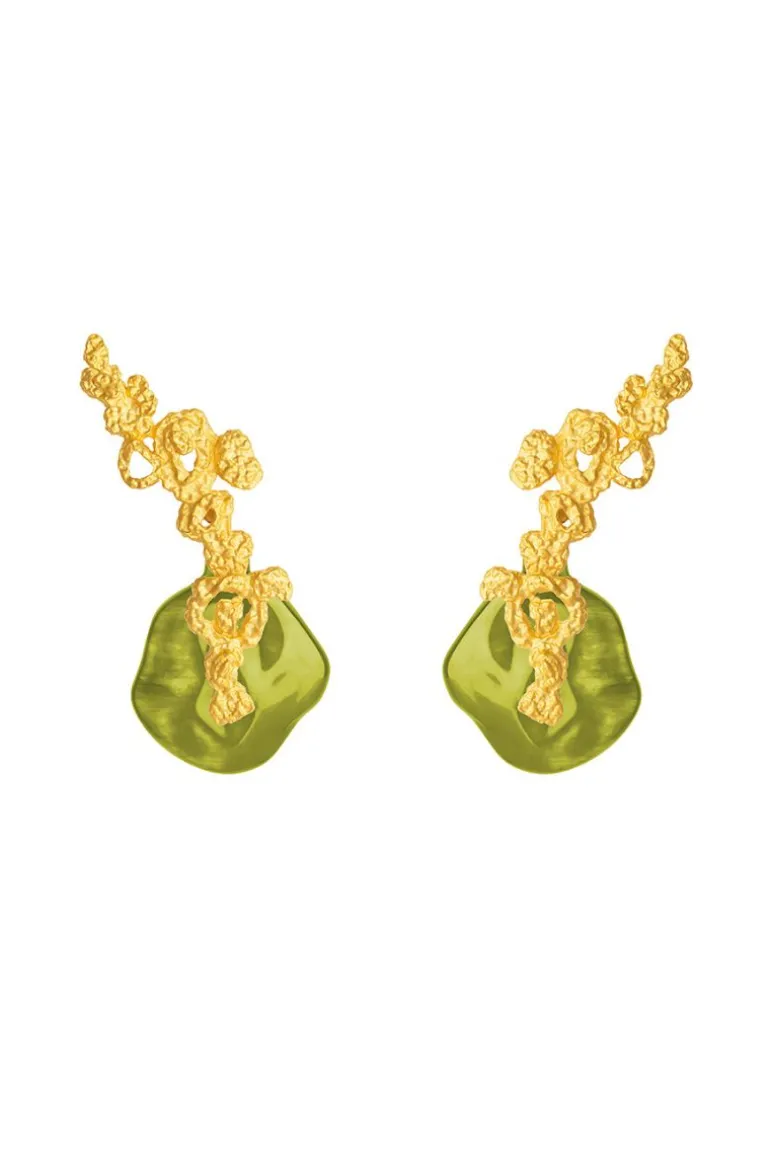 Earrings<CULT MIA LIME GREEN INTERCHANGEABLE EROSION EARRINGS Gold & Limegreen