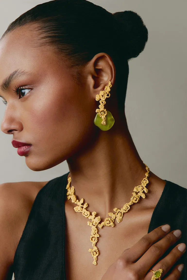 Earrings<CULT MIA LIME GREEN INTERCHANGEABLE EROSION EARRINGS Gold & Limegreen
