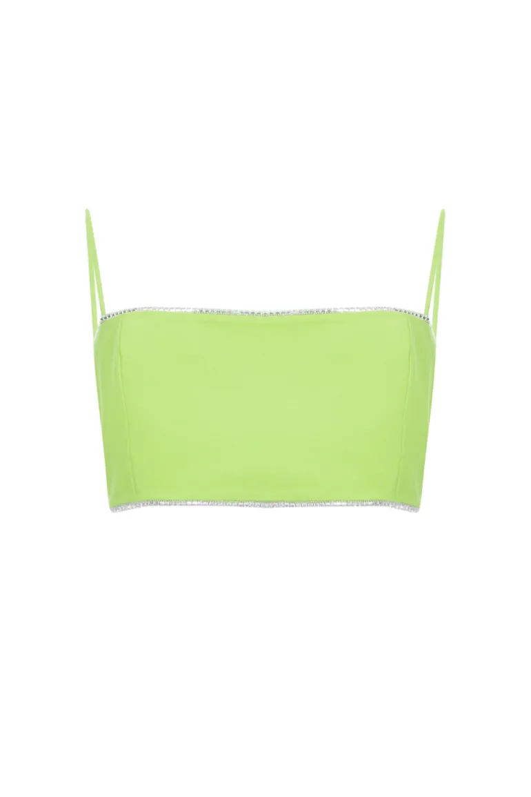 Tops<CULT MIA GREEN RHINESTONE TOP Lime