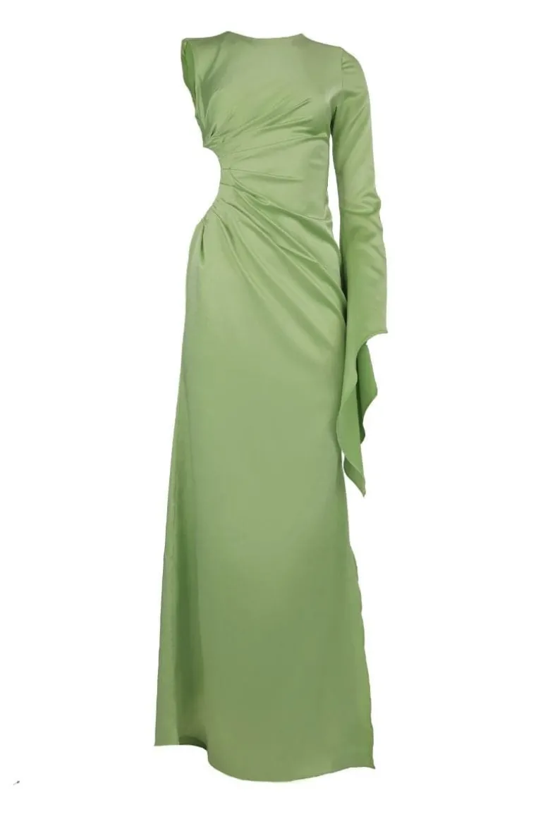 Dresses | Midi Dresses<CULT MIA PUNCH SIDE CUT-OUT ASYMMETRIC DRESS Lime