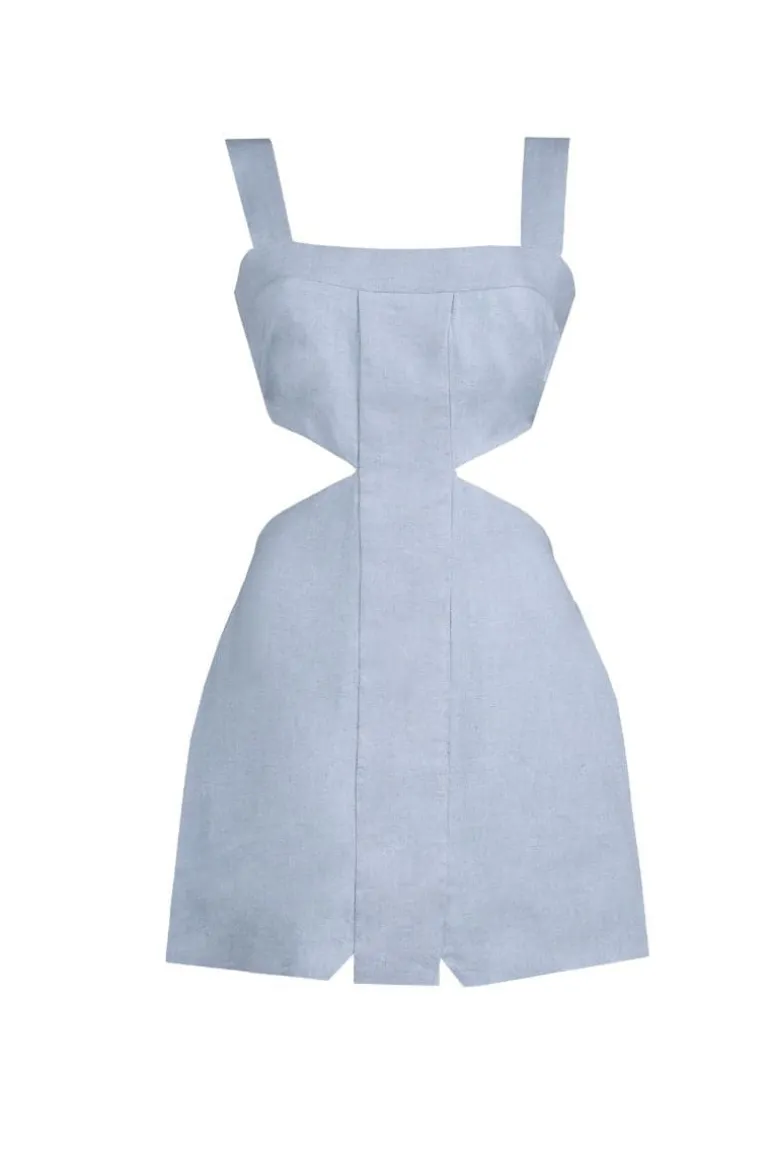 Dresses | Mini Dresses<CULT MIA LINA CUT-OUT LINEN MINI DRESS Light Blue