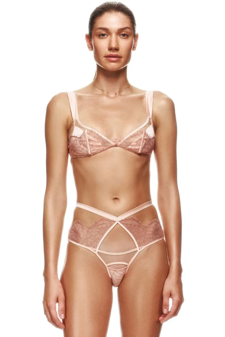 Lingerie<CULT MIA LINDA SATIN BREIFS Salmon Pink