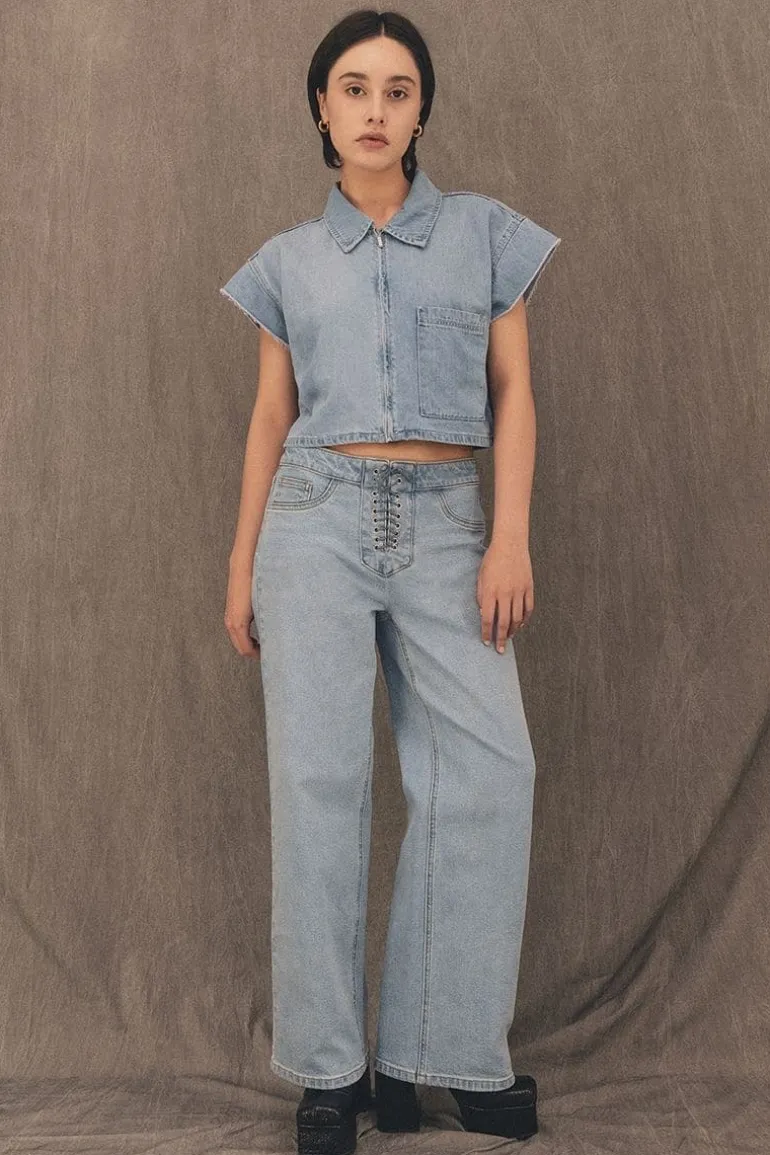 Tops<CULT MIA LINDSEY SOUTH ST DENIM TOP South St.