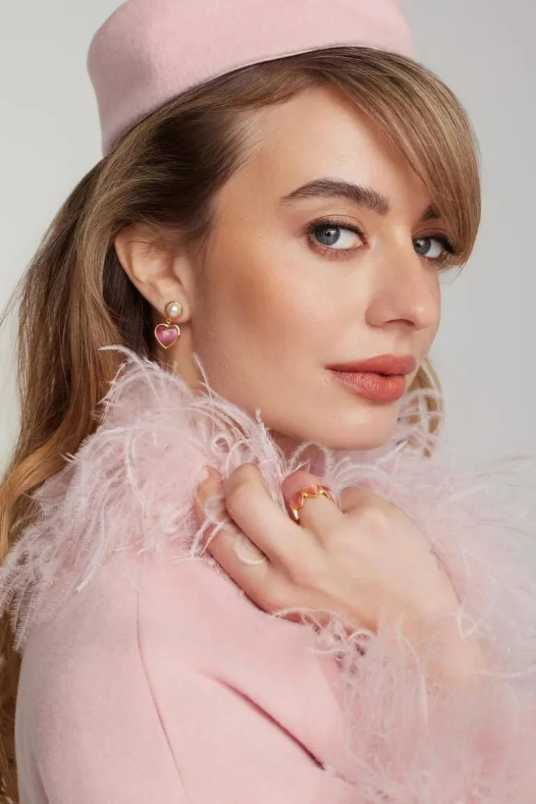 Rings<CULT MIA LISETTE GOLD AND PINK HEART RING Gold & Pink