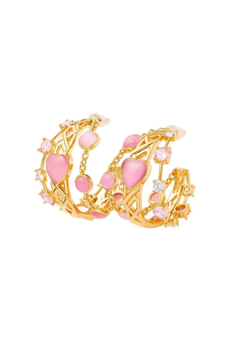 Earrings<CULT MIA LISETTE GOLD AND PINK HOOP EARRINGS Gold & Pink