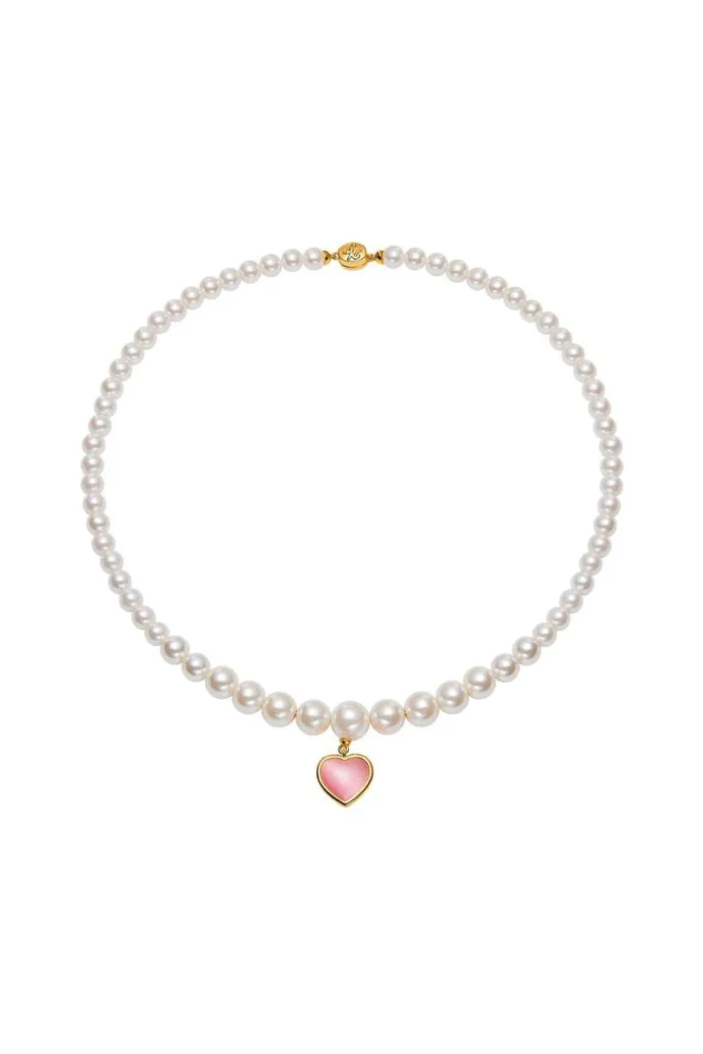 Necklaces<CULT MIA LISETTE PINK AND PEARL HEART NECKLACE Pink & Pearl