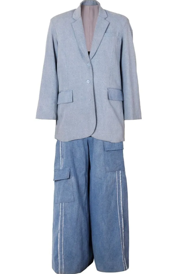 Outfit Sets<CULT MIA LOLA OVERSIZED DENIM BLAZER AND PANTS SET Blue Denim and Black