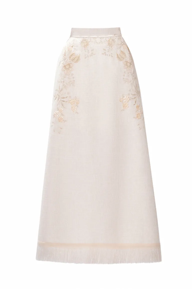 Skirts<CULT MIA LONDYN A-LINE EMBROIDERED ANKLE LENGTH SKIRT Beige