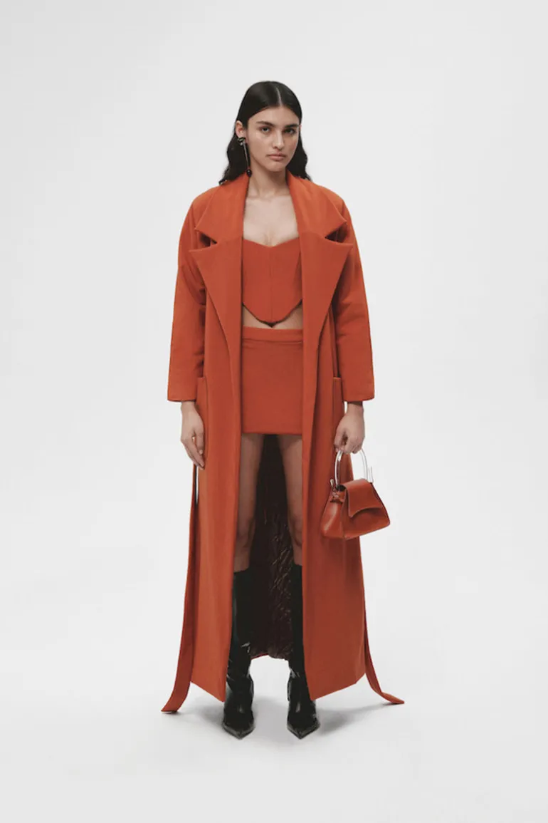 Coats<CULT MIA LONG COAT WITH SIDE POCKETS Orange