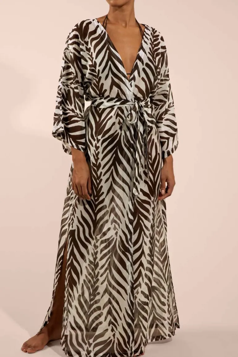 Swimwear<CULT MIA LONG KIMONO IN Bronze Waves