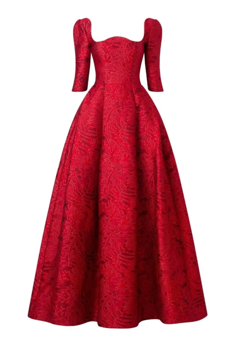 Dresses | Gowns<CULT MIA LONG SLEEVE CURVED NECKLINE FULL DRESS Red