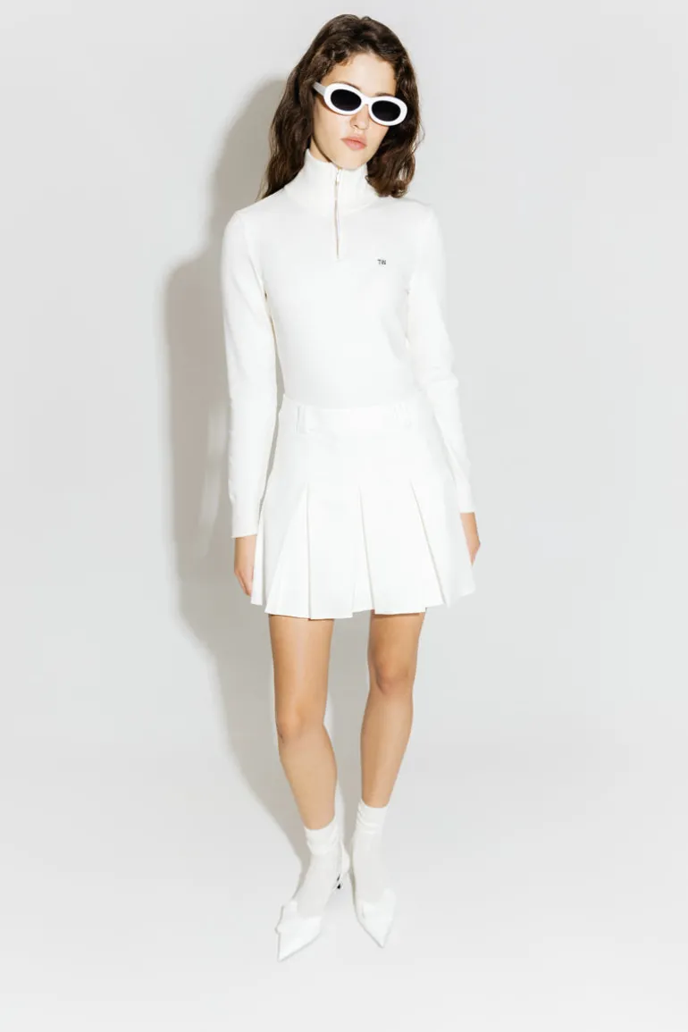 Knitwear<CULT MIA LONG SLEEVE QUARTER ZIP SWEATER White