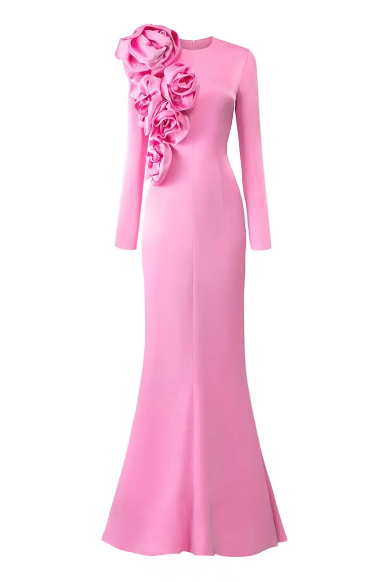 Dresses | Gowns<CULT MIA LONG SLEEVES DRESS WITH DRAPED ROSES DETAIL Light Pink