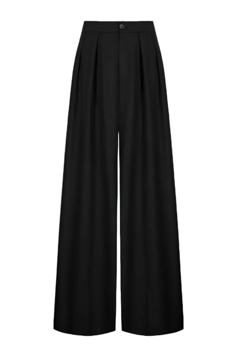 Pants<CULT MIA LOOSE PANTS WITH FRONT PLEATS IN Black
